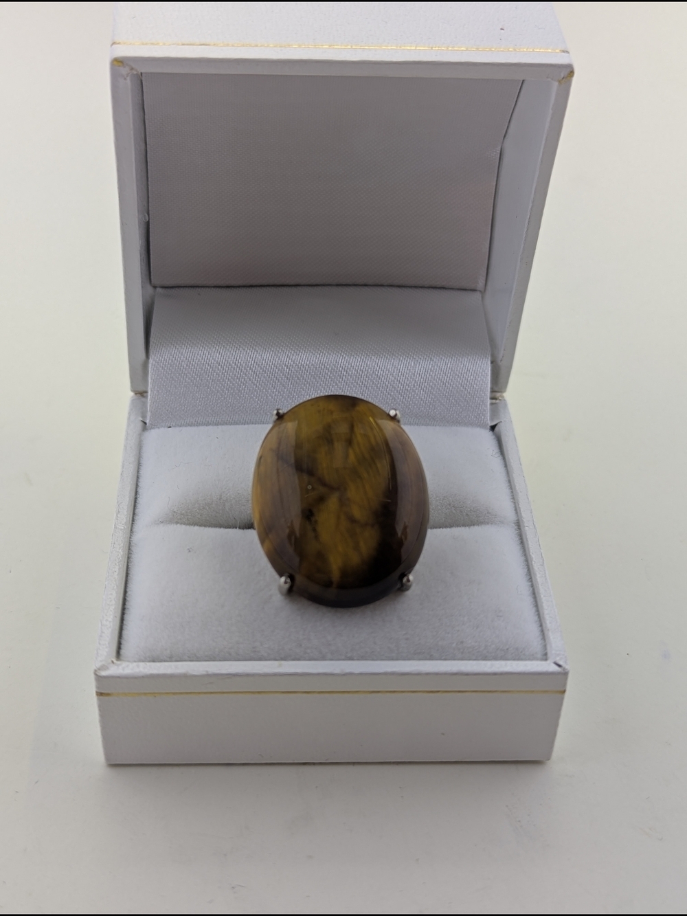 🐯 Vintage Sterling Silver Tiger's Eye Statement Ring ✨